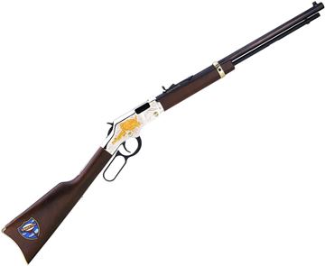 Picture of Henry Golden Boy Lever Action Rifle - Truckers Tribute - 22 LR (16rds)/22 Short (21rds), 20", Blued, Brasslite Receiver, American Walnut, Adjustable Buckhorn Sight