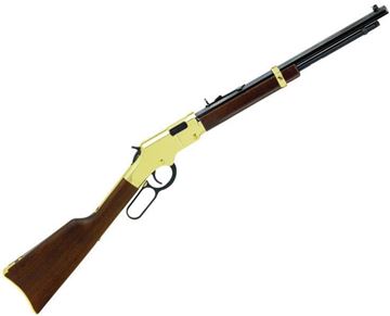 Picture of Henry Golden Boy Youth Lever Action Rifle - 22lr, 17", Blued, Brasslite Receiver, American Walnut, Adjustable Buckhorn Sight, LOP 13".