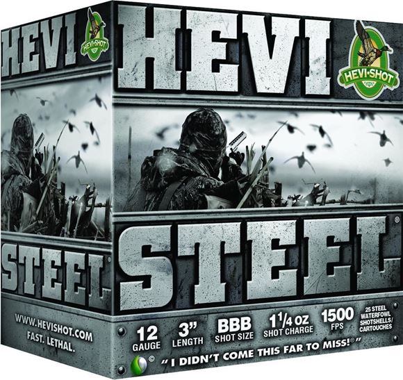 Picture of HEVI-Shot HS60002 Steel Shotshell 12 GA, 3 in, No. 2, 1-1/4oz, 1500 fps, 25 Rnd per Box