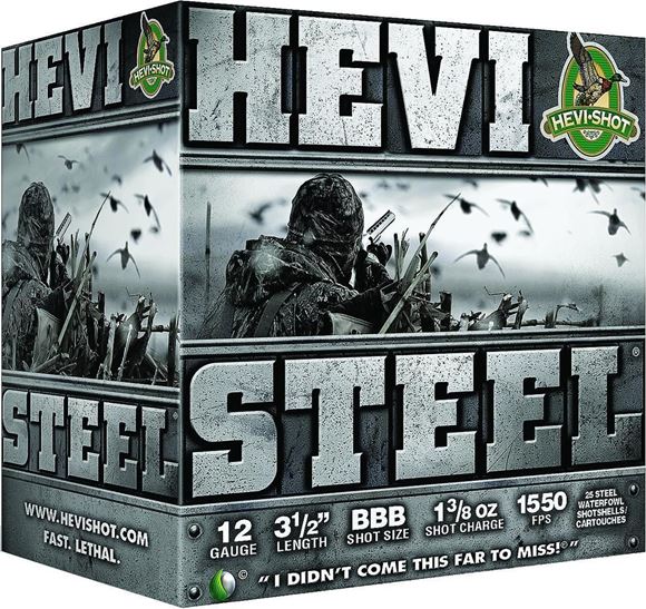 Picture of HEVI-Shot HS65001 Steel Shotshell 12 GA, 3-1/2 in, No. 1, 1-3/8oz 1550 fps, 25 Rnd per Box