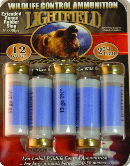 Picture of Lightfield Wildlife Control Shotgun Ammo - Extended Range Rubber Slug, 12Ga, 2-3/4",  Rubber Slug, 5rds Box, 600fps