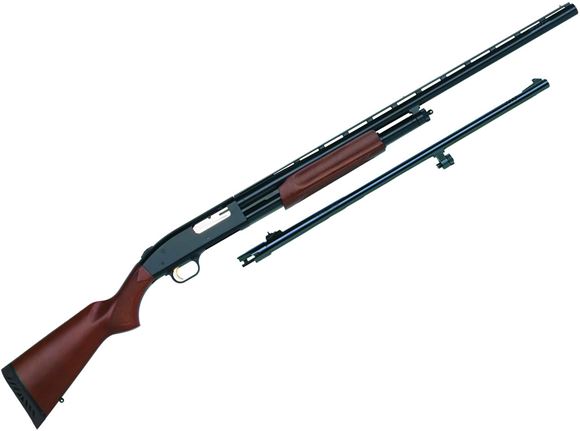 Picture of Mossberg 54264 500 Hunting Combos Pump Shotgun 12 GA, RH, 24/28 in Blue, Wood, 5+1 Rnd, Accu-Set, Vent Rib, 3 in