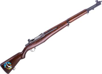 Picture of Used Harrington & Richardson M1 Garand Semi-Auto Rifle, 30-06 Sprg, 24" Barrel, Parkerized, Full Military Wood Stock, 1954 H&R Mfg, 7th Cav Regiment Sticker, Cleaning Kit, Snap Caps 2 Enblocs, CMP Case, Stock Waxed, Good Condition