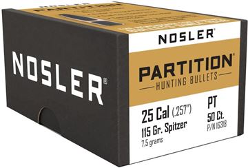 Picture of Nosler 16318 Rifle Bullets 25Cal 115Gr Partition Spitzer .257 50Bx