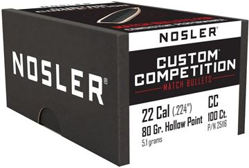 Picture of Nosler 25116 Custom Competition Rifle Bullets 22Cal 80Gr HPBT .224 100Bx