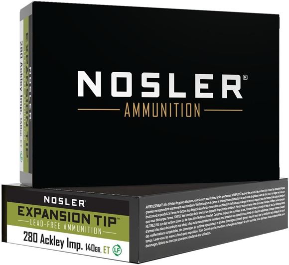 Picture of Nosler 40067 E-Tip Rifle Ammo 280 Ackley Imp 140gr (20 ct.)