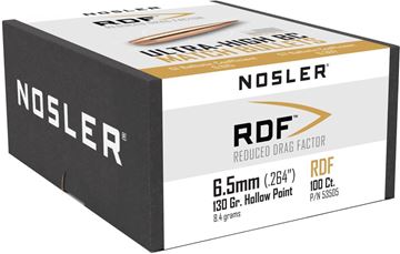 Picture of Nosler 53505 RDF Reduced Drag Factor Rifle Bullets 6.5mm 130 HPBT (100 ct)