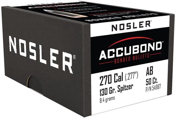 Picture of Nosler Bullets, AccuBond - 270 Caliber (.277"), 130Gr, Spitzer Point, 50ct Box