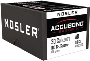 Picture of Nosler 55602 Accubond Rifle Bullets 30Cal 165Gr .308 50Bx