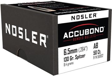 Picture of Nosler 56902 Accubond Rifle Bullets 6.5cal 130GR .264 50Bx