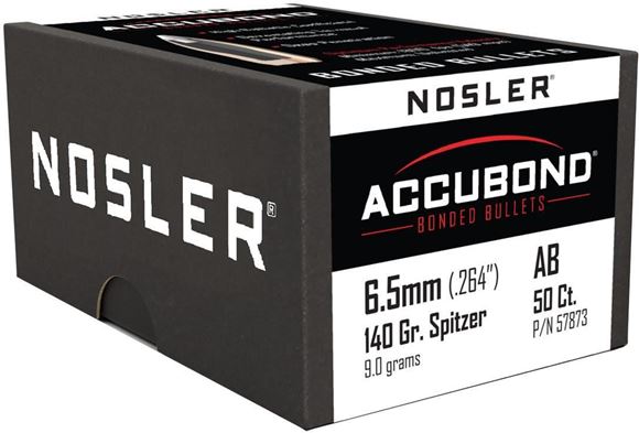 Picture of Nosler 57873 Accubond Rifle Bullets 6.5 Cal 140gr 264 50bx