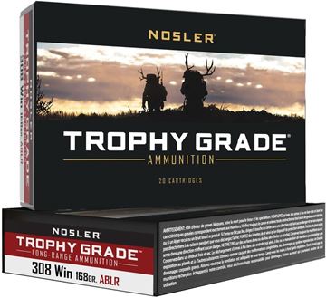 Picture of Nosler 60101 Trophy Grade Long Range Rifle Ammo, 308 Win 168gr ABLR (20 ct)