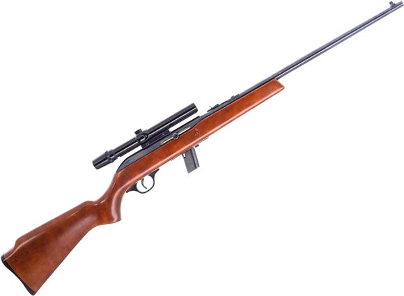 Picture of Used Cooey 64 Semi-Auto Rifle, 22LR, 20.25" Barrel, Blued, Wood Stock, Bushnell Custom 4X Rimfire Scope, 1 Magazine, Good Condition