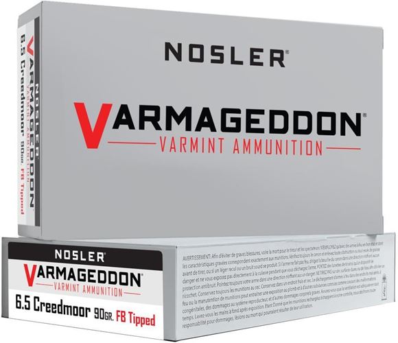 Picture of Nosler 65175 Varmageddon Rifle Ammo 6.5mm Creedmoor, FB Tipped, 90 Gr 20 Rnd