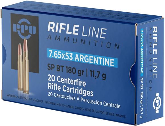 Picture of PPU PP7AF Rifle Ammo 7.65x53 Argentine FMJBT 174 Gr 20 Rnd