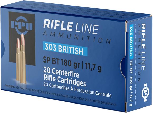 Picture of PPU PP303S2 Rifle Ammo 303 British SP, 180 Gr, 20 Rnd