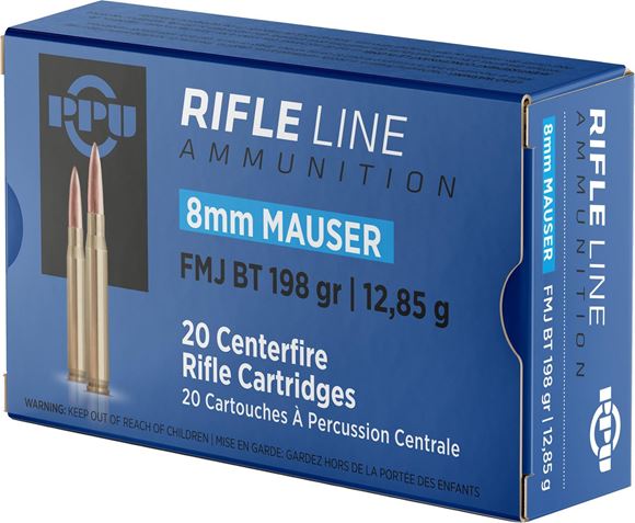 Picture of PPU PP8F Rifle Ammo 8mm Mauser FMJ 198gr