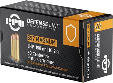 Picture of PPU PPD357 Defense Pistol Ammo 357 Mag, JHP, 158 Gr, 50 Rnd