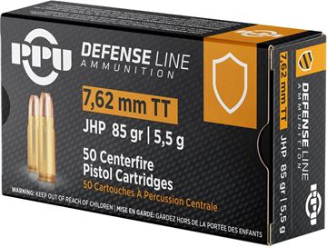 Picture of PPU PPD7T Defense Pistol Ammo 7.62 Tokarev, JHP, 85 Gr, 50 Rnd