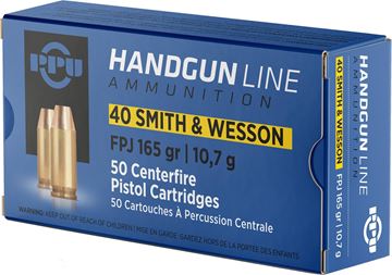 Picture of PPU PPH40F Pistol Ammo 40 S&W FPJ 165gr