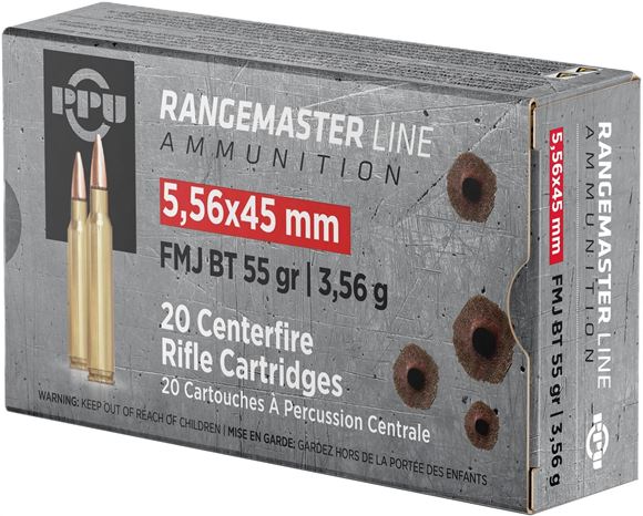 Picture of PPU PPRM5561 Rangemaster Rifle Ammo 5.56x45 FMJBT, 55 Gr, 20 Rnd