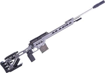 Picture of Used Ultimatum Deuce Bolt-Action Rifle, 22LR, 22" Barrel, Grey Masterpiece Arms Chassis, Reddnobb Tuna Can Barrel Tuner, Scope Rail, 2 Magazines, Very Good Condition