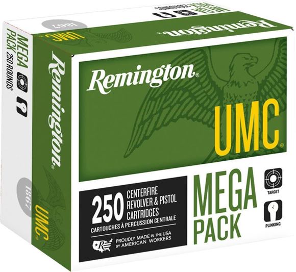 Picture of Remington 23777 UMC Mega Pack Pistol Ammo 9MM, MC, 115 Gr, 1145 fps, 250 Rnd, Boxed