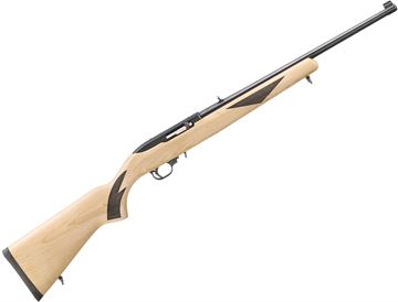 Picture of Ruger 10/22 Sporter 75th Anniversary Rimfire Semi-Auto Rifle - 22 LR, 18.50",  Satin Black Barrel, Natural Finish Hardwood with Black Checkeringk, Gold Bead Front & Adjustable Rear Sights, 10rds