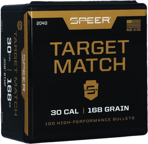 Picture of Speer 2040 Target Match Rifle Bullets, 308-168-GR BTHP, 100 Ct