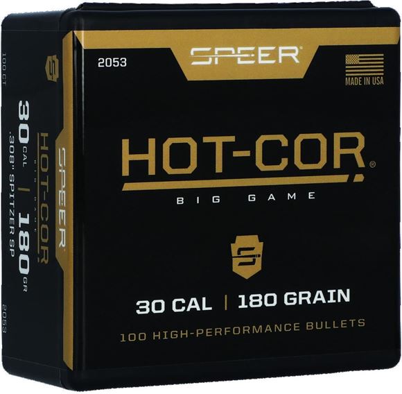 Picture of Speer Hunting Rifle Bullets - 30 Cal / 7.62mm (.308"), 180Gr, Hot-Cor, Spitzer SP, 100ct Box