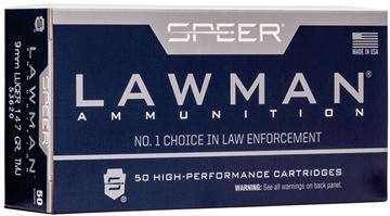 Picture of Speer 53620 Lawman, 9MM Luger, 147 Grain, Total Metal Jacket, 50 Round Box