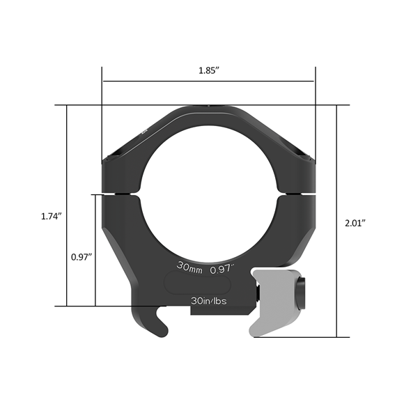 Picture of Arken Riflescope Rings - Halo Ti, 7075-T6 Aluminum, 30mm, (.97"), Matte Black